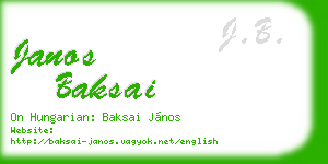 janos baksai business card