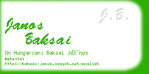 janos baksai business card